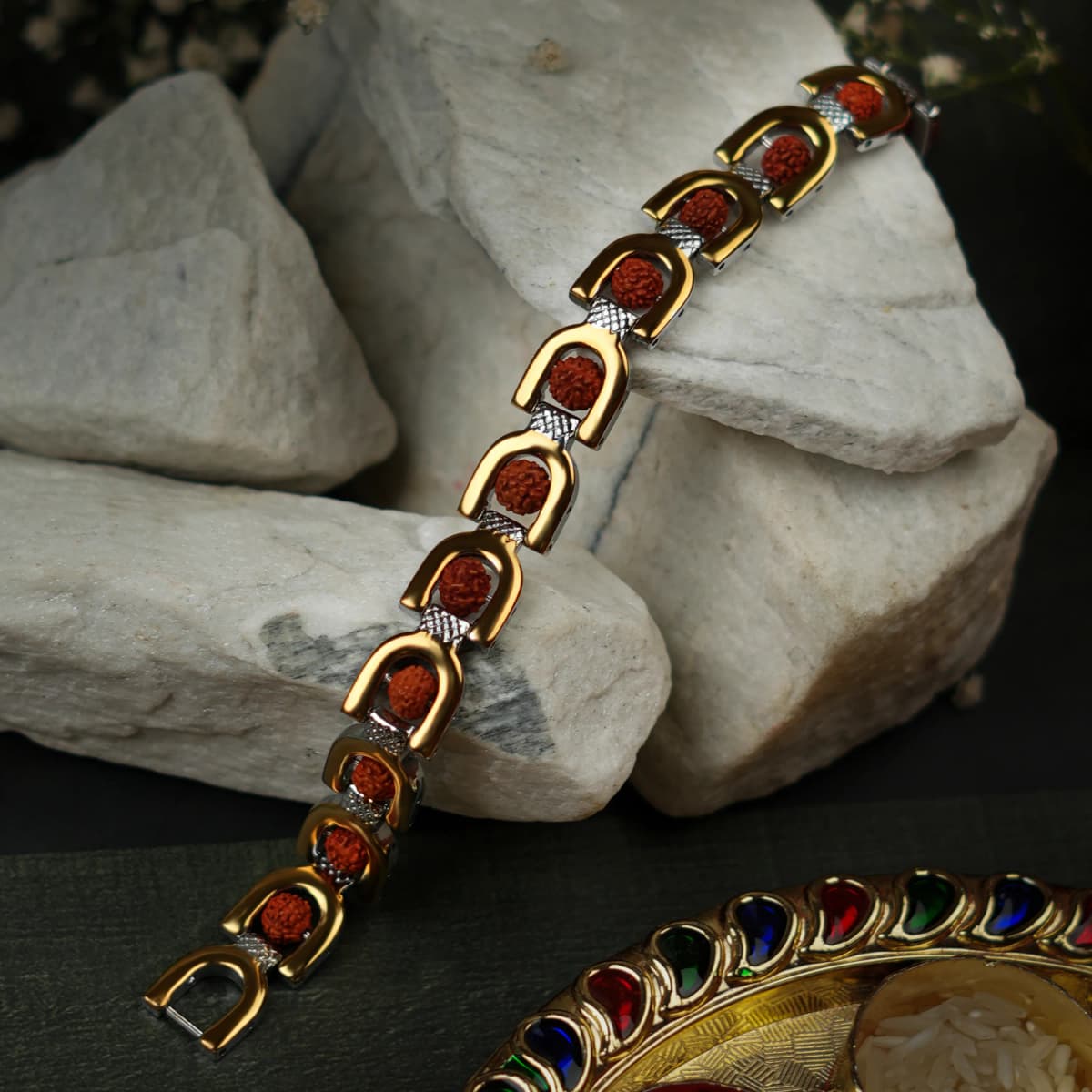 Royale Rudraksh Gold Plated Bracelet