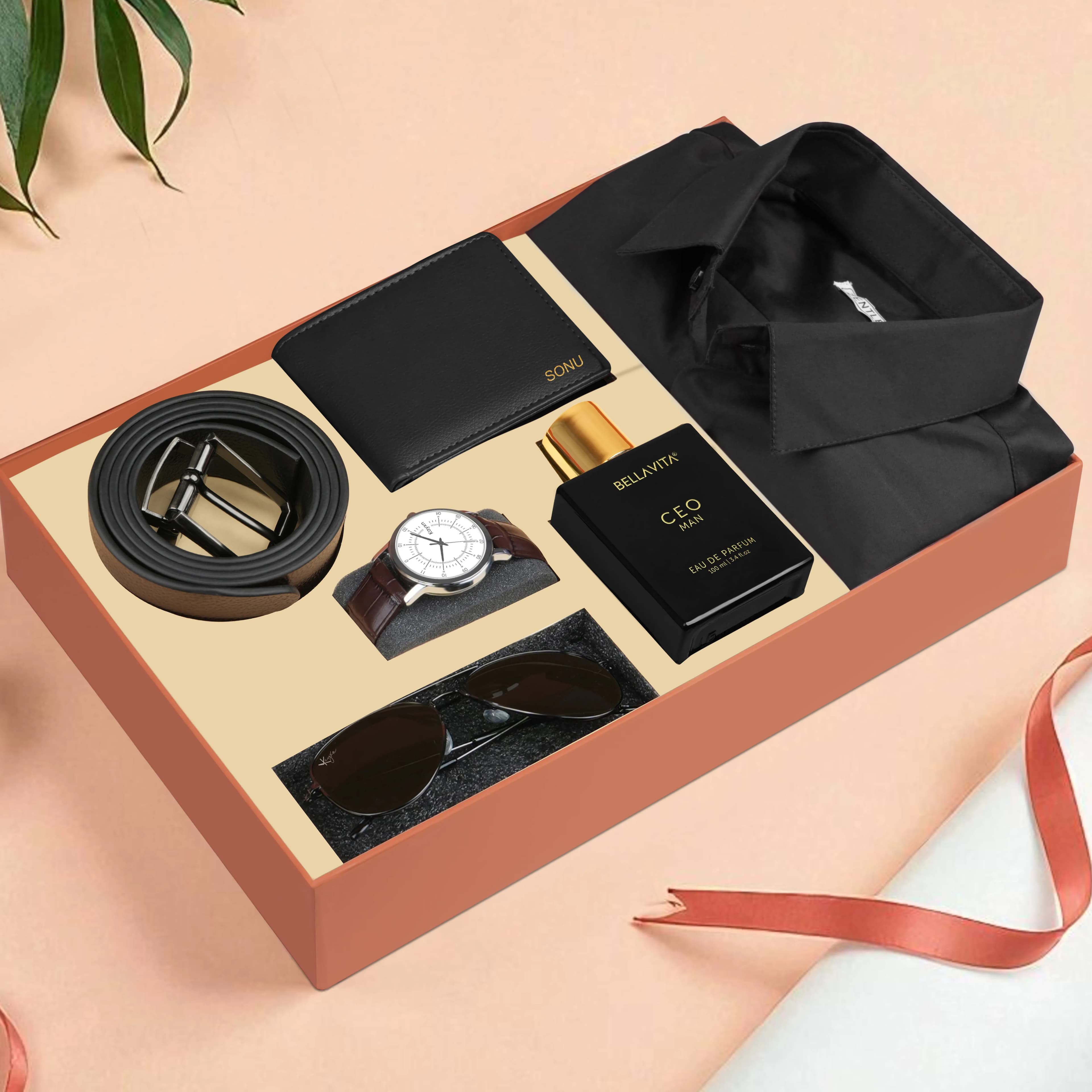 Wallet Shirt Belt Perfume Sunglasses & Watch Gift Hamper For Him